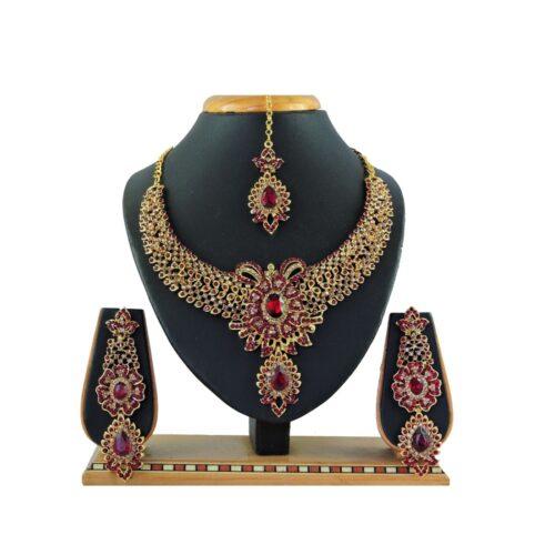 Generic Women’s Alloy Necklace set (Maroon)