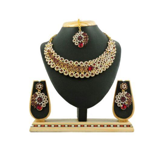 Generic Women’s Alloy Necklace set (Maroon)