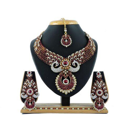 Generic Women’s Alloy Necklace set (Maroon)