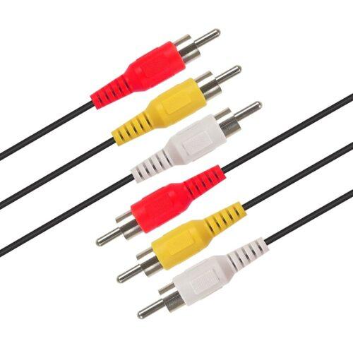 Pack Of_5 3Rca Male To 3Rca Male Stereo Audio Video Cable Gold Plated (Color: Assorted)