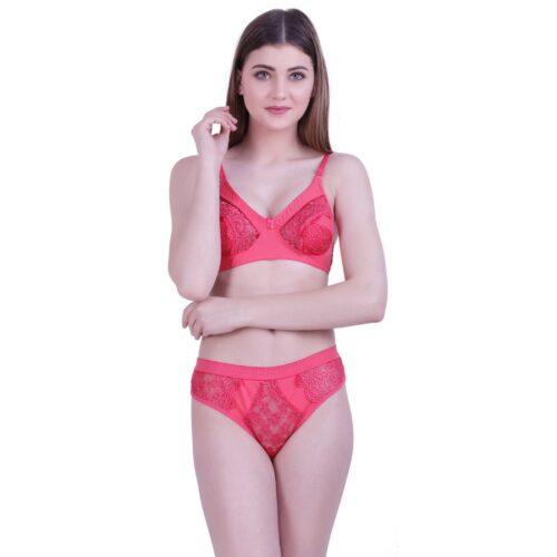 Women’s Cotton Bra And Panty Set (Material: Cotton (Color: Peach)