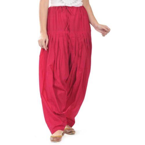 Generic Women’s Cotton Solid Patiyala (Color:Rani Pink)