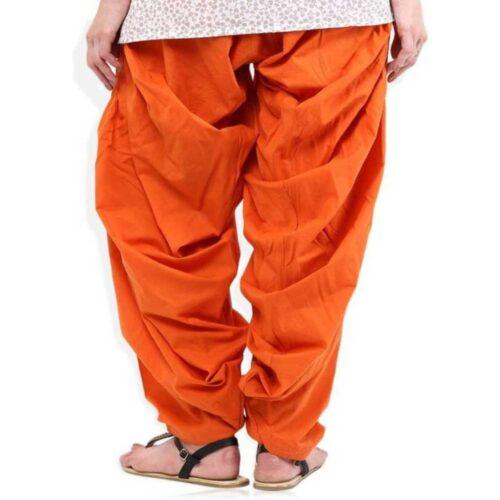 Generic Women’s Cotton Solid Patiyala (Color:Orange)