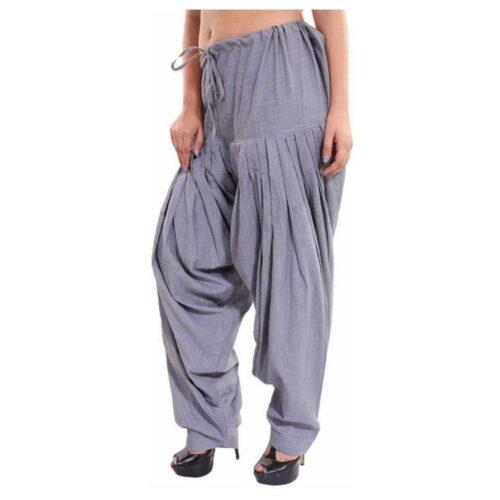 Generic Women’s Cotton Solid Patiyala (Color:Smoke Grey)