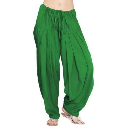 Generic Women’s Cotton Solid Patiyala (Color:Green)