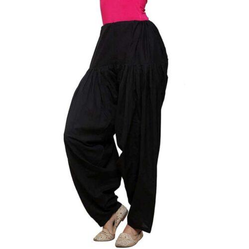 Generic Women’s Cotton Solid Patiyala (Color:Black)