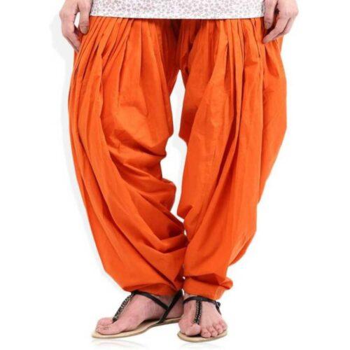 Generic Women’s Cotton Solid Patiyala (Color:Orange)