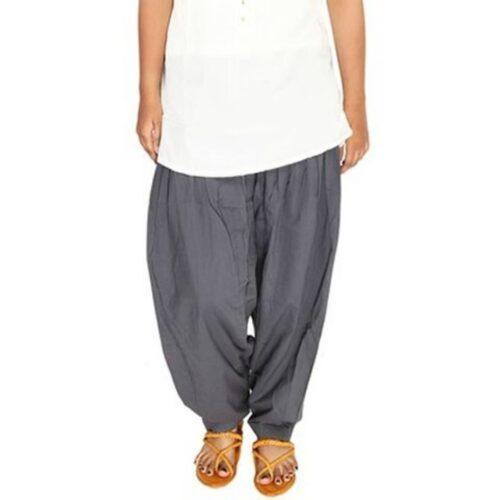 Generic Women’s Cotton Solid Patiyala (Color:Smoke Grey)