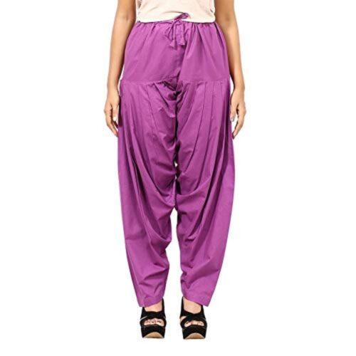 Generic Women’s Cotton Solid Patiyala (Color:Violet)