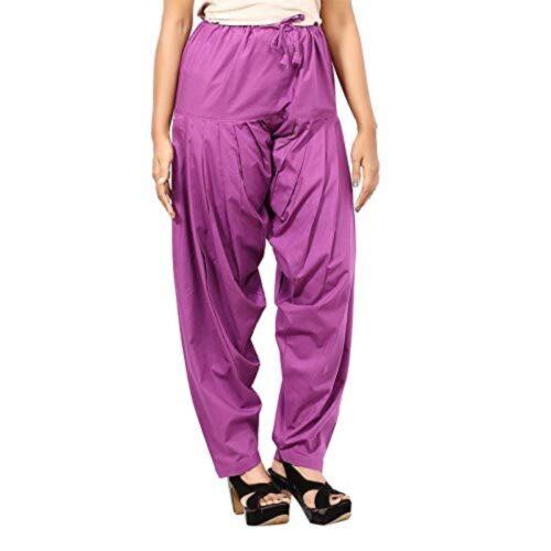 Generic Women’s Cotton Solid Patiyala (Color:Violet)