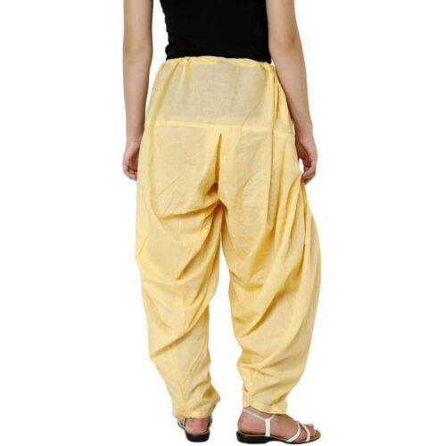 Generic Women’s Cotton Solid Patiyala (Color:Light Yellow)