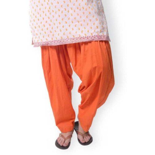 Generic Women’s Cotton Solid Patiyala (Color:Orange)