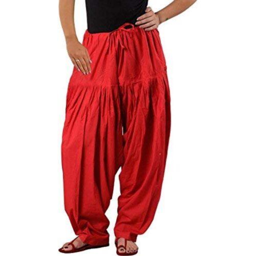 Generic Women’s Cotton Solid Patiyala (Color:Red)