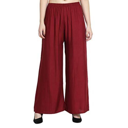 Generic Women’s Rayon Palazzo (Color:Maroon)