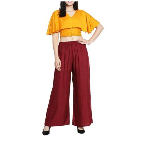 Generic Women’s Rayon Palazzo (Color:Maroon)