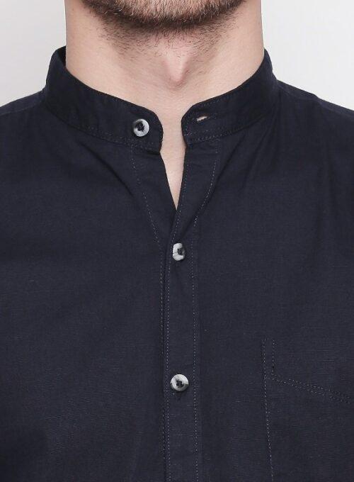 Generic Men’s Cotton Casual Shirt (Material: Cotton, (Color:Navy Blue)