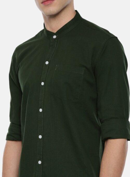 Generic Men’s Cotton Slim Fit Casual Shirt (Material: Cotton, (Color:Green)