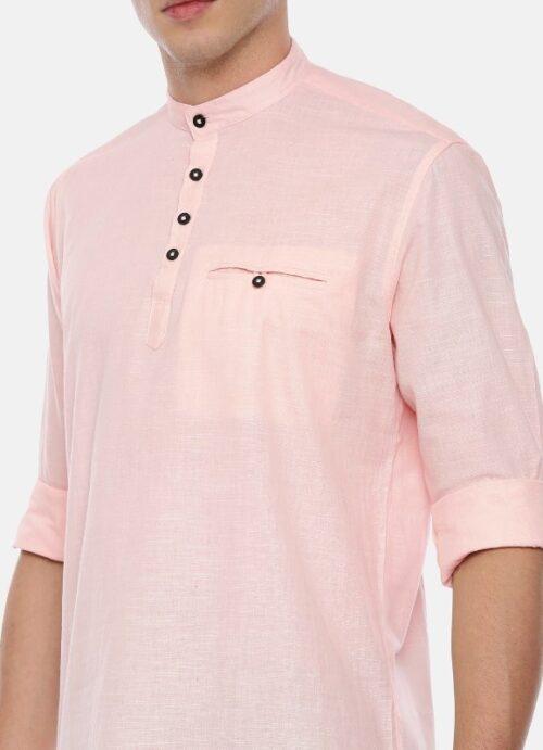 Generic Men’s Cotton Slim Fit Casual Shirt (Material: Cotton, (Color:Pink)