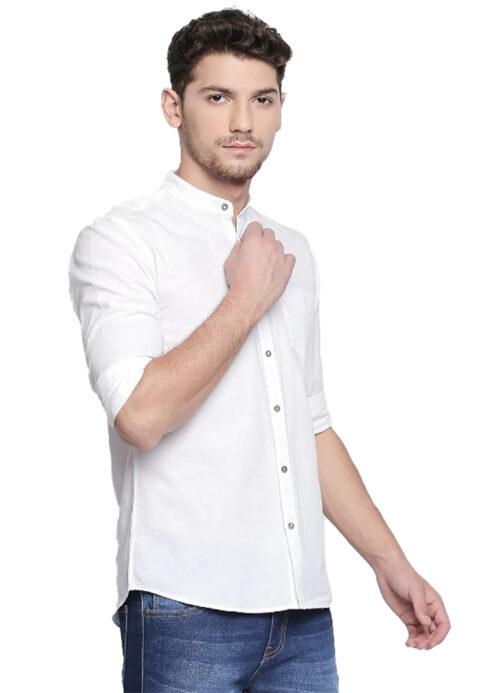 Generic Men’s Cotton Slim Fit Casual Shirt (Material: Cotton, (Color:White)