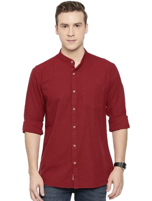 Generic Men’s Cotton Casual Shirt (Material: Cotton, (Color:Maroon)