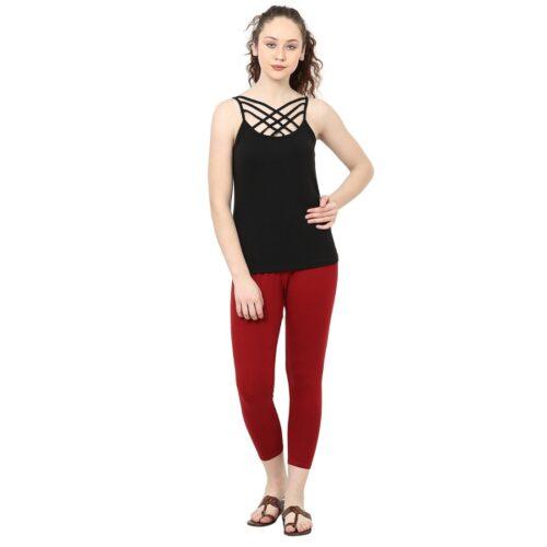 Generic Women’s Cotton Leggings (Color:Maroon)