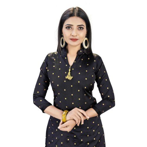 Generic Banarasi Silk Unstitched Salwar-Suit Material Premium Quality With Dupatta (Color: Black)