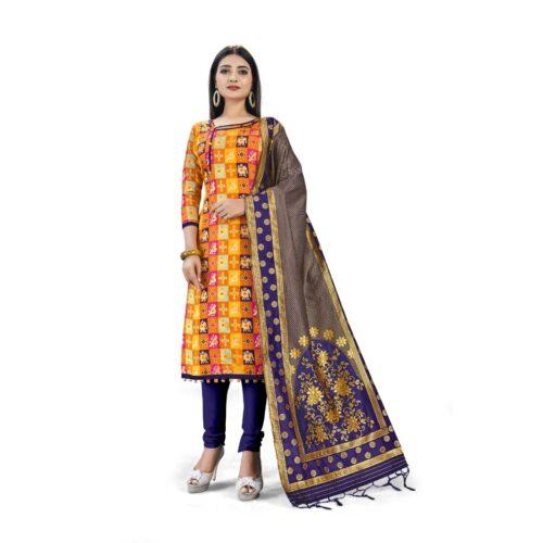 Generic Banarasi Silk Unstitched Salwar-Suit Material Premium Quality With Dupatta (Color: Multi)