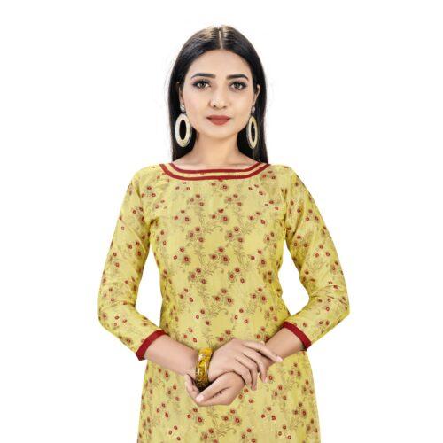 Generic Banarasi Silk Unstitched Salwar-Suit Material Premium Quality With Dupatta (Color: Cream)