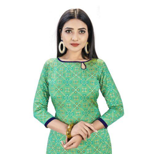 Generic Banarasi Silk Unstitched Salwar-Suit Material Premium Quality With Dupatta (Color: Green)