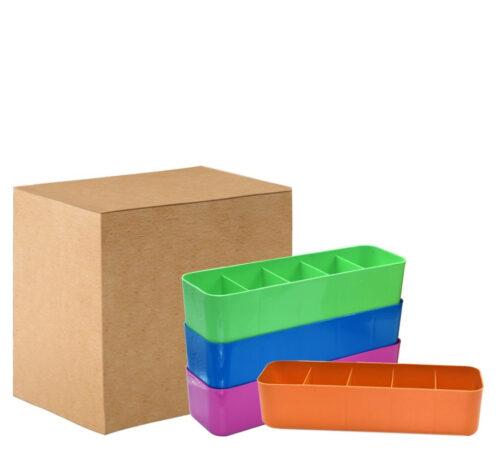 Generic Pack Of 2_(4 Pieces Set)_5 Section Plastic Case Storage Tray (Color: Assorted)