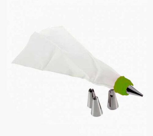 Generic Pack Of 3_Cake Decorating Nozzle with Piping Bag Stainless Steel Piping Cream Frosting Nozzles (Color: Assorted)