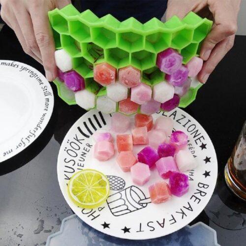 Generic Pack Of 2_37 Cavity Flexible Silicone Honeycomb Design Ice Cube Tray (Color: Assorted) - Image 3