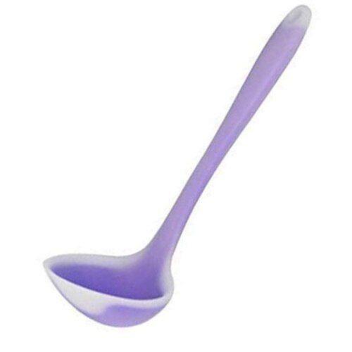 Generic Pack Of_2 Silicone Ladle Soup Spoon Nonstick Heat Resistant Long Spatula Handle (Color:Assorted)