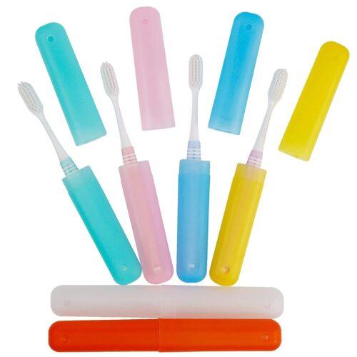 Generic Pack Of_3_4 Pieces Set Plastic Storage Container Toothbrush Holder Portable Travel Tube Case Cover (Color:Assorted)