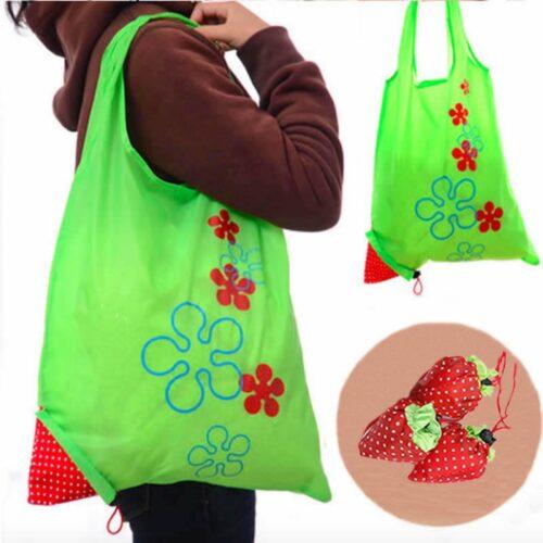 Generic Pack Of_2 Strawberry Bags Folding Reusable (Color:Assorted)