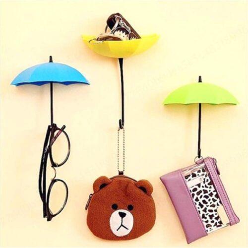 Generic Pack Of_5_ 3Pieces Set Umbrella Wall Mount Key Holder Wall Hook Hanger (Color:Assorted)