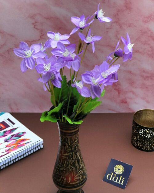 Generic Artificial Flowers Bunch Bouquet Of Purple Blossoms For Home Decoration (Color: Purple, Material: Silk Polyester)