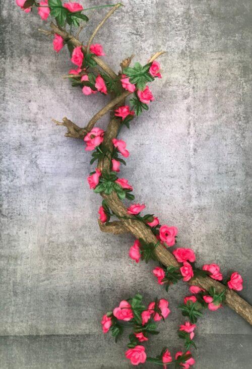 Generic Artificial Darkpink Rose Vine Flowers Plants Artificial Flower Creeper Hanging Rose For Home Decoration (Color: DarkPink, Material: Silk Polyester)