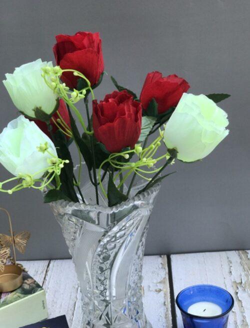 Generic Artificial Rose Flowers Bunch Bouquet Of 7 Roses For Home Decoration (Color: Multi, Material: Silk Polyester)