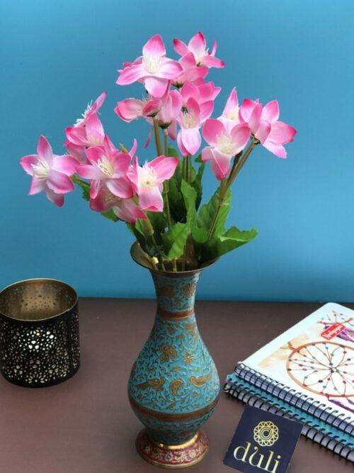 Generic Artificial Flowers Bunch Bouquet Of Pink Blossoms For Home Decoration (Color: Pink, Material: Silk Polyester)