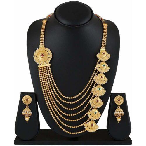 Generic Women's Multi Layer Long Chain And Earing Set - Image 4