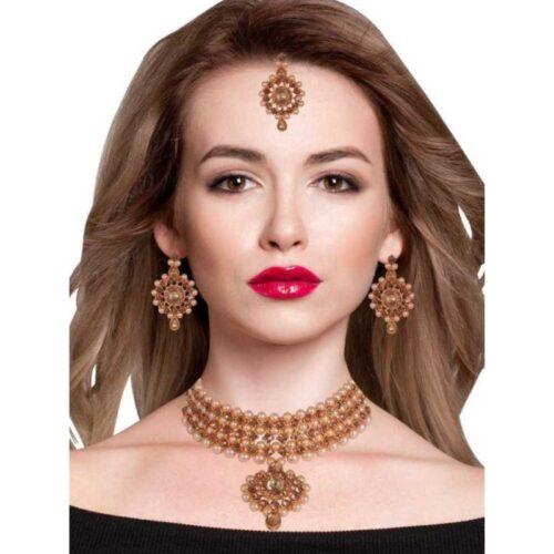 Generic Women’s Chocker , Earring And Maang Tikka Set