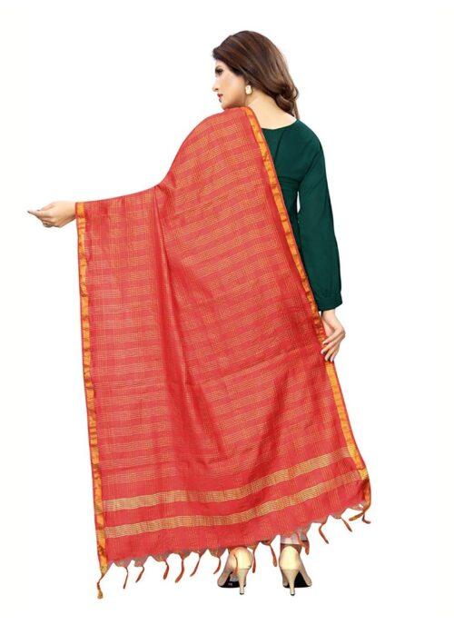 Generic Women’s Cotton Jari Woven Work Dupatta (Red, Length:2-2.4 mtr)