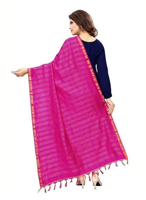 Generic Women’s Cotton Jari Woven Work Dupatta (Pink, Length:2-2.4 mtr)