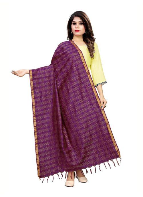 Generic Women’s Cotton Jari Woven Work Dupatta (Wine, Length:2-2.4 mtr)