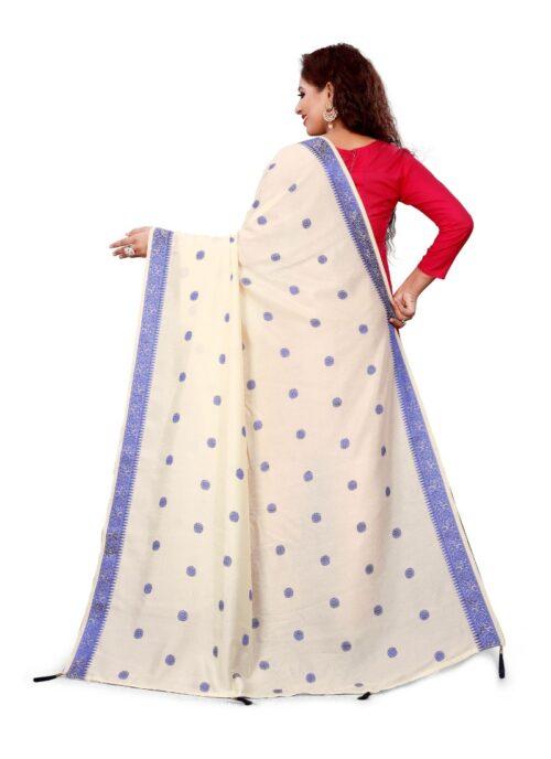 Generic Women’s Vichitra Viscose Silk Blend Jacquard Work Dupatta (Cream, Length:2-2.4 mtr)