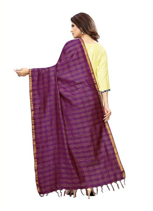 Generic Women’s Cotton Jari Woven Work Dupatta (Wine, Length:2-2.4 mtr)