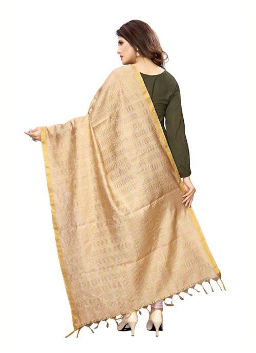 Generic Women’s Cotton Jari Woven Work Dupatta (Beige, Length:2-2.4 mtr)