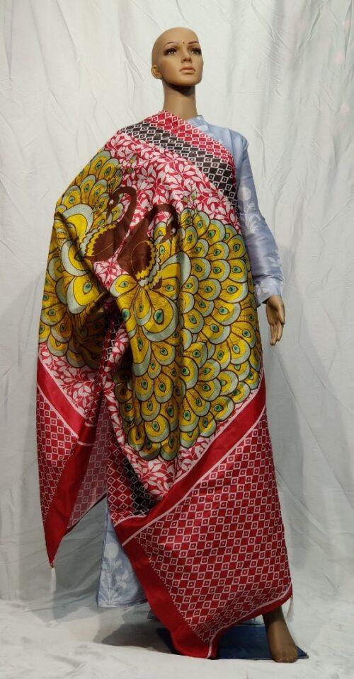 Generic Women’s Khadi Silk Digital Printed Dupatta (Multi, Length:2-2.4 mtr)