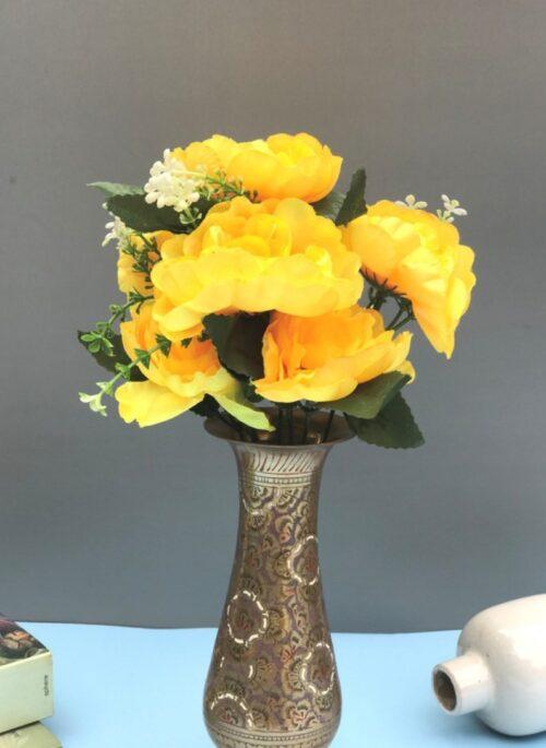 Generic Artificial Flowers Bunch Bouquet Of 7 Poppy Flowers For Home Decoration (Yellow, Material:Silk, Polyester)